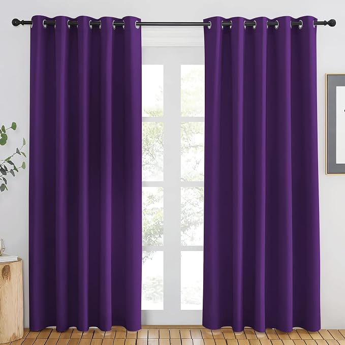 NICETOWN Royal Purple Blackout Curtains 84 inch Length, Grommet Top Room by NICETOWN
