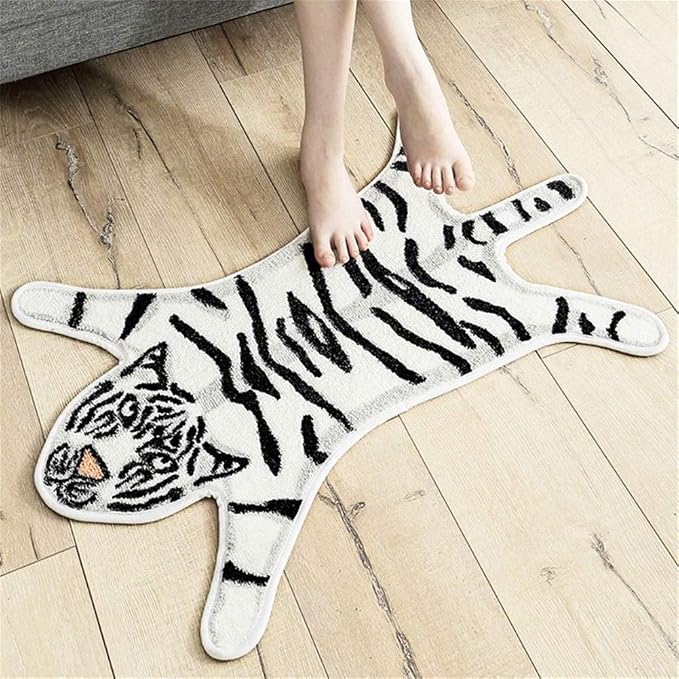 Tiger Print Rug Cartoon Cute Faux Area Rugs Fluffy Animal Print Mat Carpet Kids - Image 2