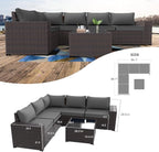 Kullavik Outdoor Patio Furniture Set 6 Pieces Sectional Rattan Sofa Set Brown - Image 5