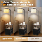 PESRAE Floor Lamp with Table & 2 Drawers, End Table with 3 Color Temperature - Image 4