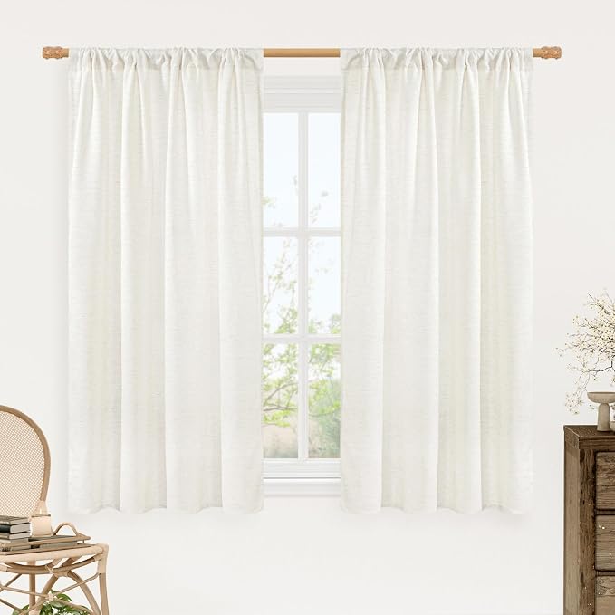 Light Filtering Linen Curtains 54 Inches Long by LAMIT