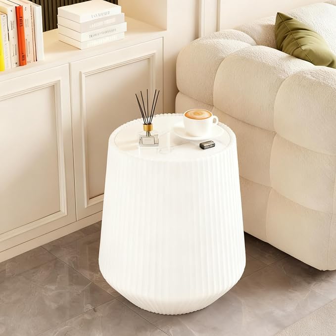 19.68" Round Marble End Table, Modern Cup Shaped Side Table - Image 8