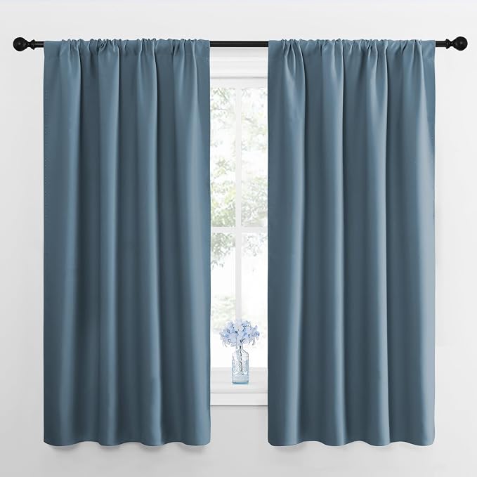 NICETOWN Blackout Curtains for Bedroom, Smoky Blue, 1 Pair, 42 by 45-inch by NICETOWN