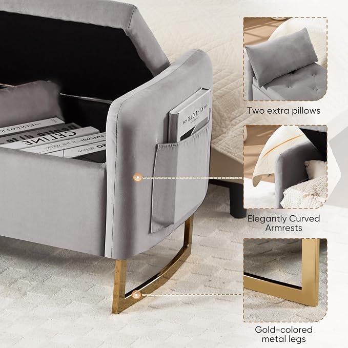 48" End of Bed Bench, Modern Storage Benches - Image 5