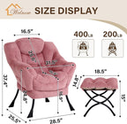 Welnow Lazy Chair with Ottoman, Modern Accent Chair with Armrests and a Side - Image 3