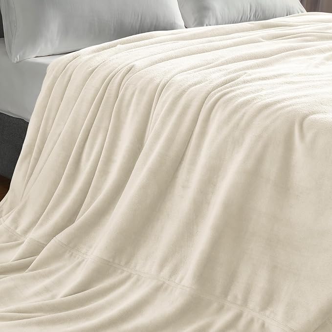 BEDELITE Fleece Blanket Soft Plush Oversized Bed Blanket Cream 120"x120" | - Image 8