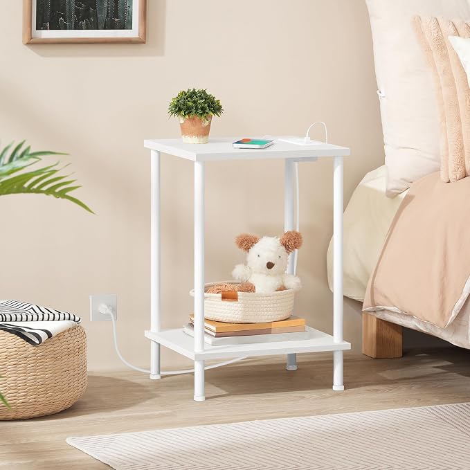 HOOBRO Side Table with Charging Station, End Table with USB Port and Outlets - Image 4