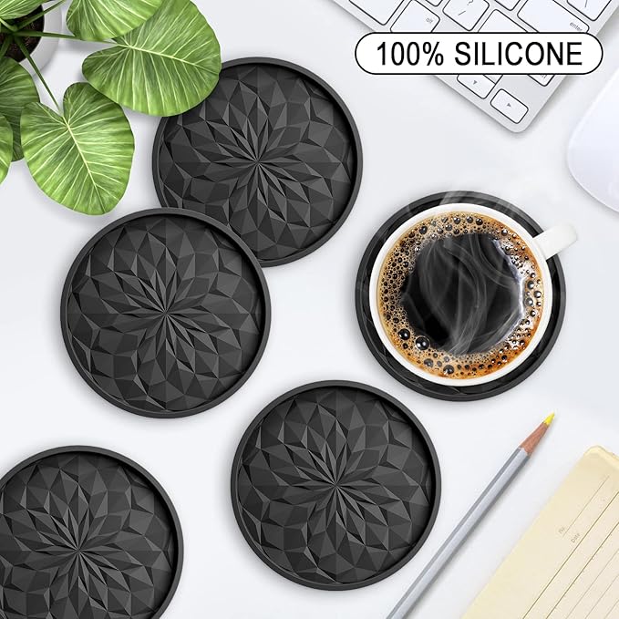 ME.FAN Silicone Coasters with Holder, Drinking Coasters - Image 2