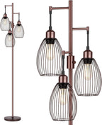 Dimmable Floor Lamp, 3 x 800LM LED Edison Bulbs Included, Farmhouse Industrial by Nintiue