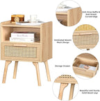 Lerliuo Rattan Nightstands Set of 2, Boho Side Table - Image 6