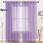 SpaceDresser Lavender Sheer Curtains 4 Panels Rod Pocket Semi-Sheer Curtain 108 - Image 2