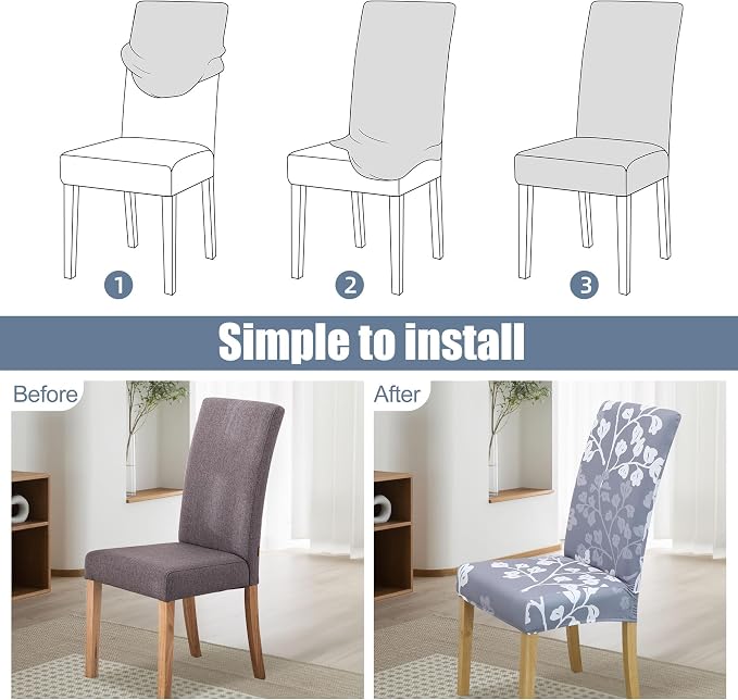 BIETYONE Stretch Dining Chair Covers Set of 4, Soft Removable Washable Kitchen - Image 4
