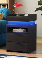 Turosur LED Night Stand with Gun Drawer, Smart Nightstand with Hidden Charging - Image 8