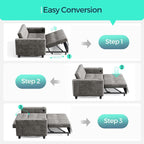 LINSY 54" Pull Out Couch with Charging Station, Small Sleeper Sofa Bed with Cup - Image 4