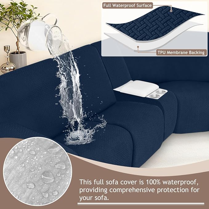 ALIECOM 100% Waterproof Recliner Sectional Couch Covers L Shape Stretch Corner - Image 4