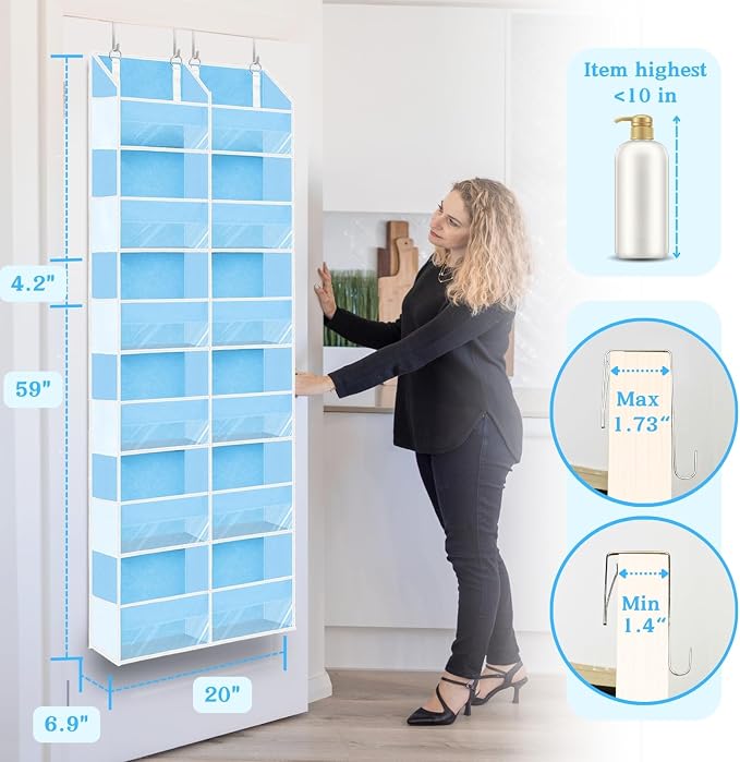 Over The Door Organizer 6 Tiers, Extra Large Behind Door Storage of 12 - Image 3