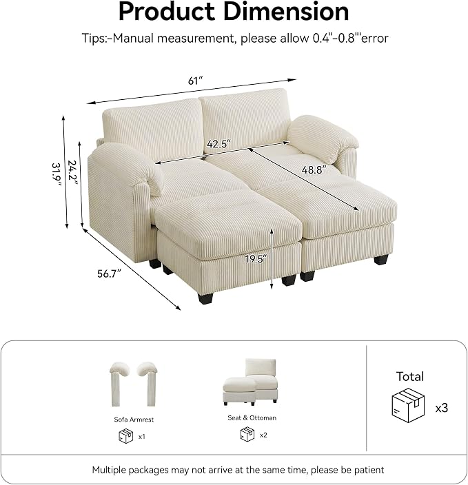 61'' Modular Loveseat Sofa - Image 2
