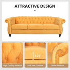 Mid-Century 3 Seater Sofa, Velvet Couch - Image 5