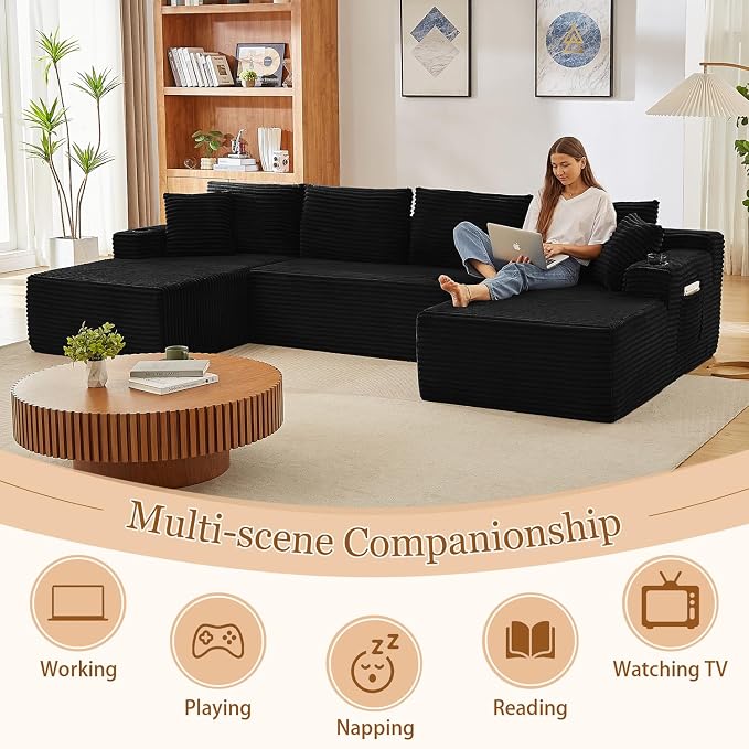 125" Modular Sectional Sleeper Sofa, Boneless Cloud Couch - Image 7
