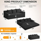 Erament 3 Seater Boneless Couch Sofa Bed, Compression Convertible Futon Floor - Image 2