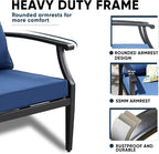 4 Piece Outdoor Patio Furniture Set, Oversized Metal Conversation Set - Image 5