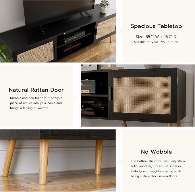 ZttRiee TV Stand for TVs up to 65'', Entertainment Center - Image 4