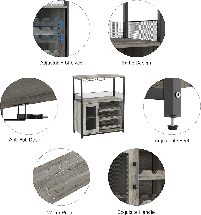 Takywep Wine Bar Cabinet, Coffee Bar Cabinet - Image 6