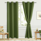 Blackout Curtains for Bedroom, 42 x 84 Inch, Olive Green, 2 Panels | Thermal by Hiasan