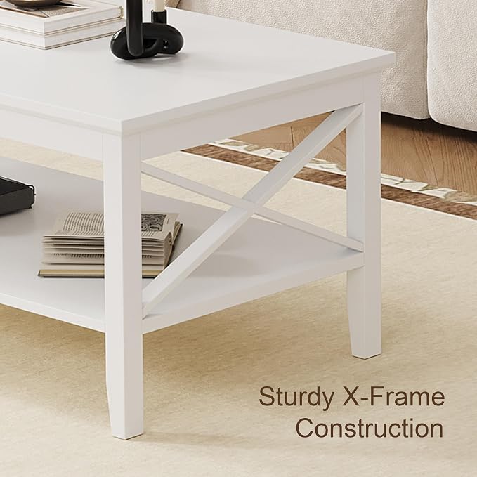 ChooChoo White Coffee Table Classic X Design - Image 5