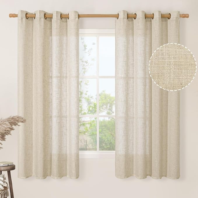 Semi Sheer Linen Curtains 68 Inch Length by LAMIT