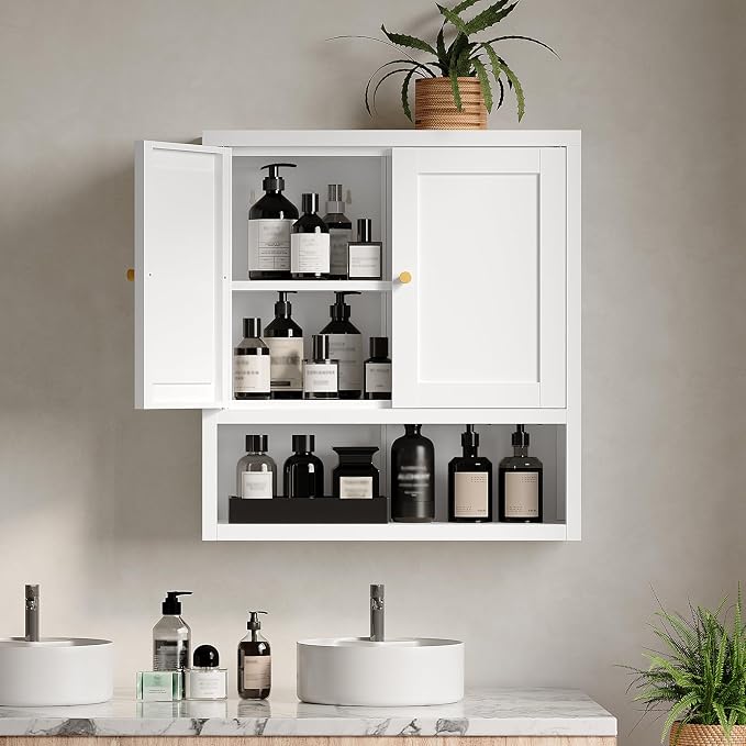 YAUWOH Metal Bathroom Storage Cabinet, Metal Storage Cabinet - Image 3