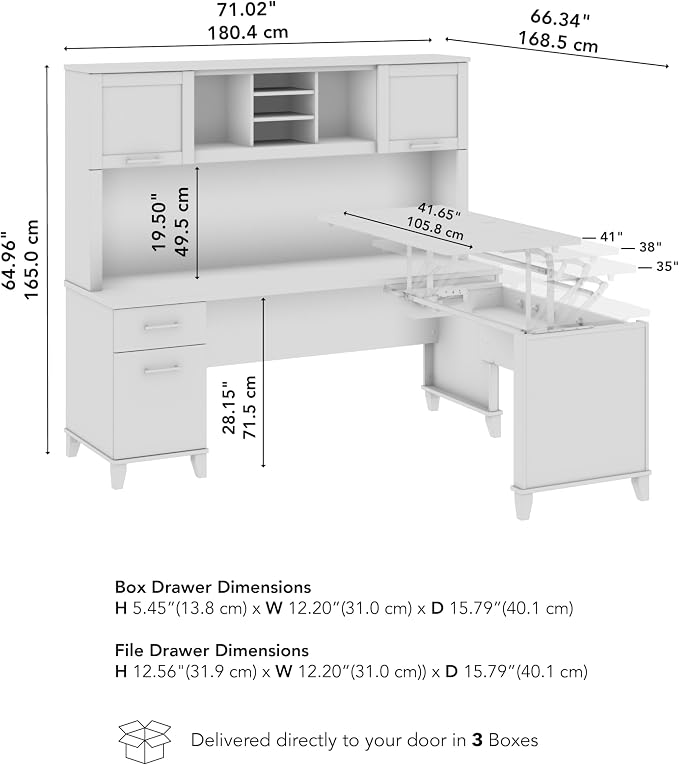 Bush Home 72-Inch L-Shaped Sit to Stand Desk - Image 3
