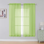 Simplebrand Lime Sheer Curtains 72 Inches Long 2 Panels - Image 2
