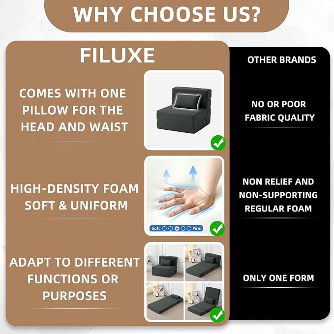 FILUXE Folding Sofa Bed | Convertible Sleeper Chair Bed - Image 4