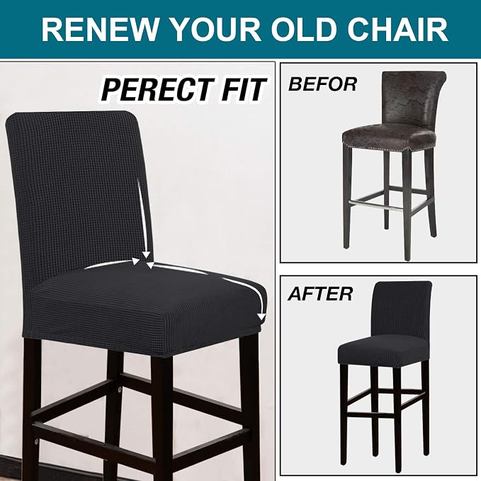 Turquoize Stretch Bar Stool Cover Counter Stool Pub Chair Slipcover - Image 5