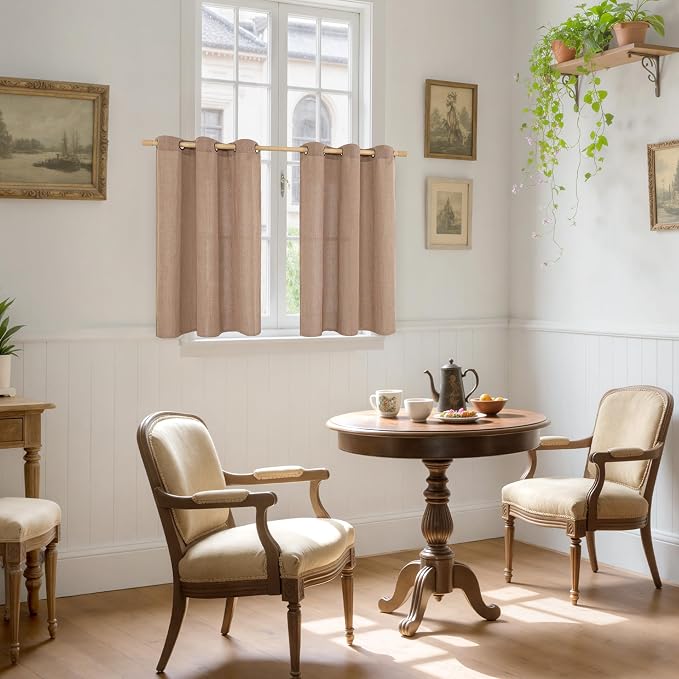 YoungsTex Linen Semi Sheer Curtains 42X40 Inch Length - Image 2