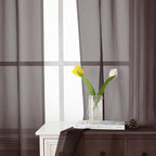 Sheer Curtains 45 Inch Length 2 Panels Set, Chocolate Solid Voile Rod Pocket - Image 9
