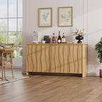 Fluted Cabinet with 3D Ripple Doors, 57.9" W Storage Cabinet with Adjustable - Image 7