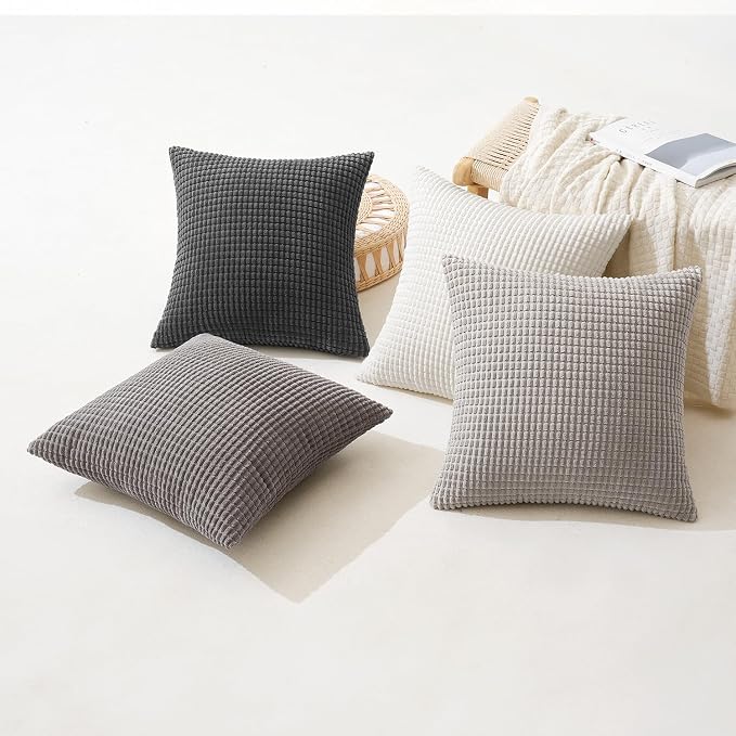 MIULEE Timeless Neutral Pillow Covers 18x18 Inch Set of 4 Mid Century Modern - Image 4