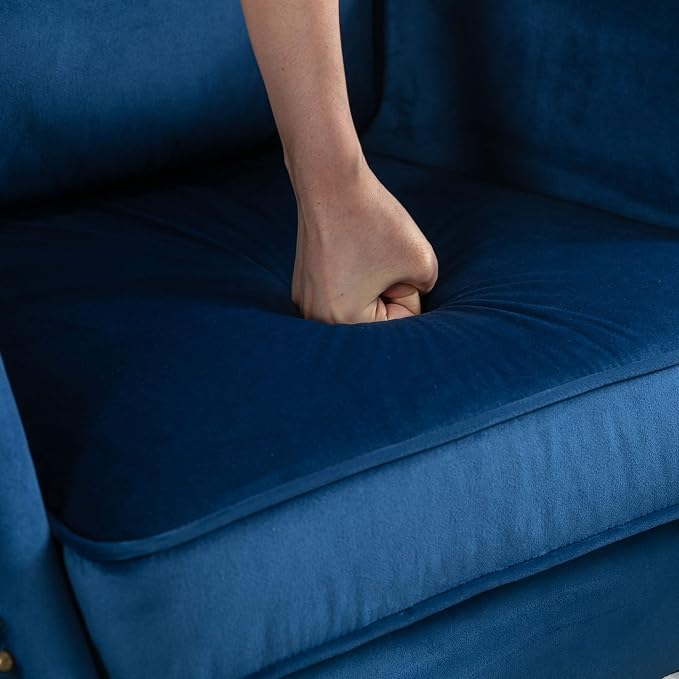 Mid-Century Accent Chair with Ottoman Modern Button Tufted Armchair Wingback - Image 7