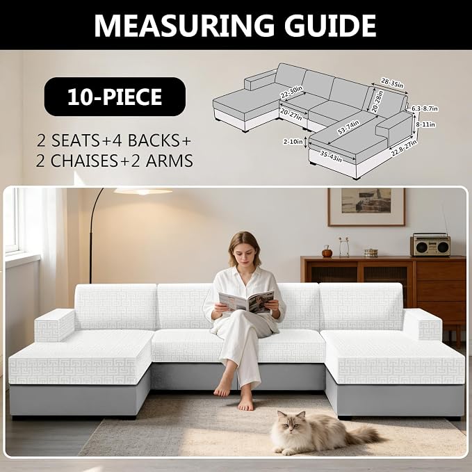 UNBBRRL 10 Pieces Stretch Sofa Cushion Covers - Image 2
