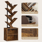 RALGEND Tree Bookshelf, 6 Tier Bookcase - Image 8