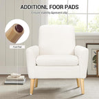 White Accent Chair Set of 2 for Living Room, Fluffy Comfy Reading Leisure - Image 5
