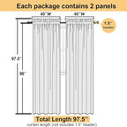 Sheer Curtain Panels Set 96" Inches Long, Solid Voile Light Filtering Airy - Image 3