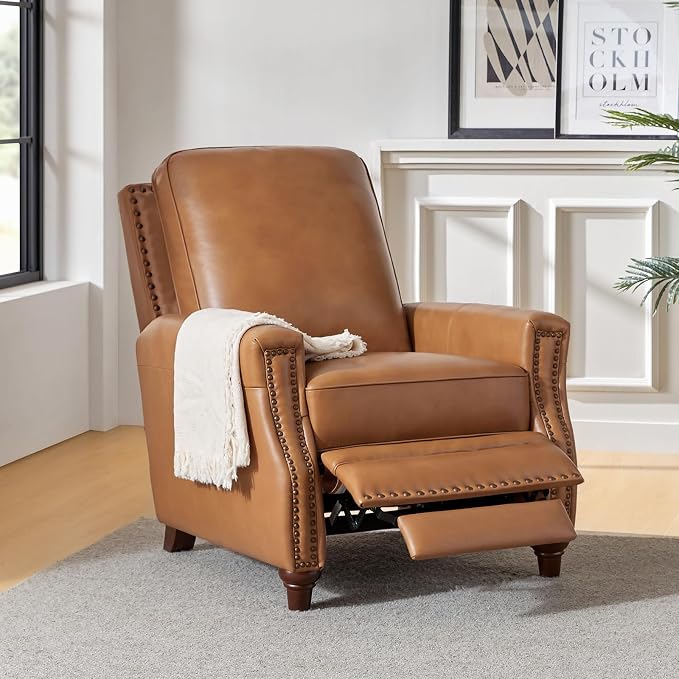 HULALA HOME Genuine Leather Manual Recliner Chairs Set of 2 - Image 3
