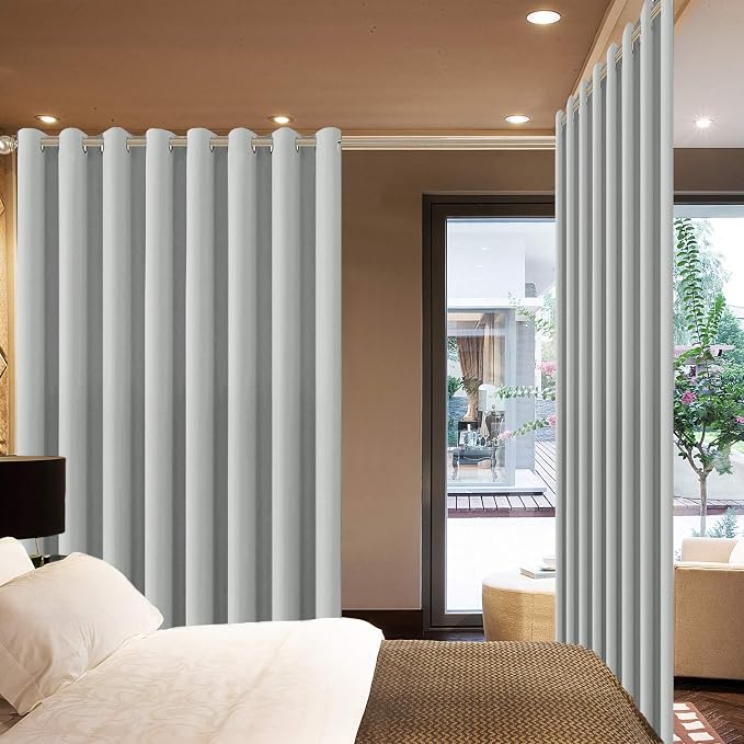 Yakamok Light Grey Room Darkening Curtains 96 inch Sliding Door Drapes | 1 - Image 2