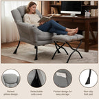 Welnow Lazy Chair with Ottoman, Modern Accent Chair with Armrests and a Side - Image 6
