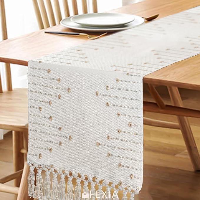 FEXIA Boho Table Runner with Tassels 90 Inches Long - Image 4