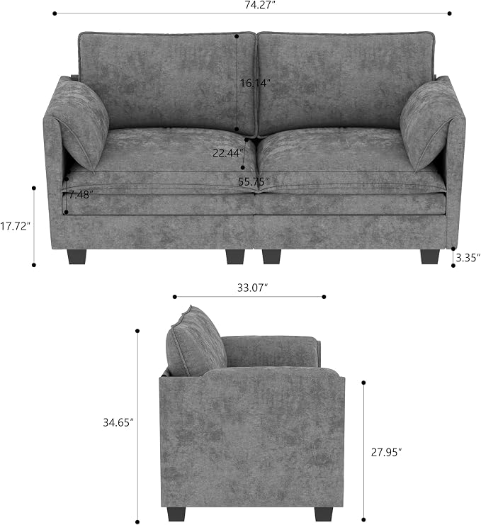 Ball & Cast 74" Mid-Century Modern Loveseat Sofa - Image 2
