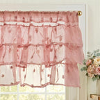 jinchan Ruffled Kitchen Valance Pom-Pom Voile Valance Curtains Sheer Shabby by JINCHAN